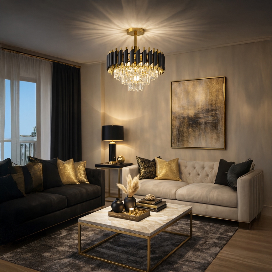 Brilagi - Přisazený lustr ECLIPSE 5xE14/10W/230V pr. 38 cm černá/zlatá