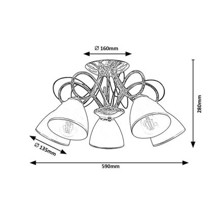 Brilagi - Přisazený lustr FRED 5xE27/60W/230V pr. 59 cm lesklý chrom