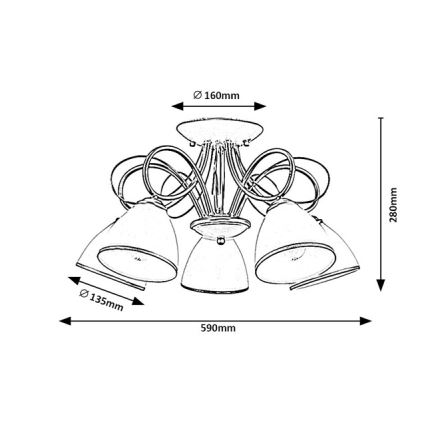 Brilagi - Přisazený lustr FRED 5xE27/60W/230V pr. 59 cm zlatá