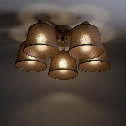 Brilagi - Přisazený lustr LATTE SABIA 5xE27/15W/230V borovice/hnědá