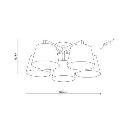 Brilagi - Přisazený lustr LATTE SABIA 5xE27/15W/230V borovice/mix