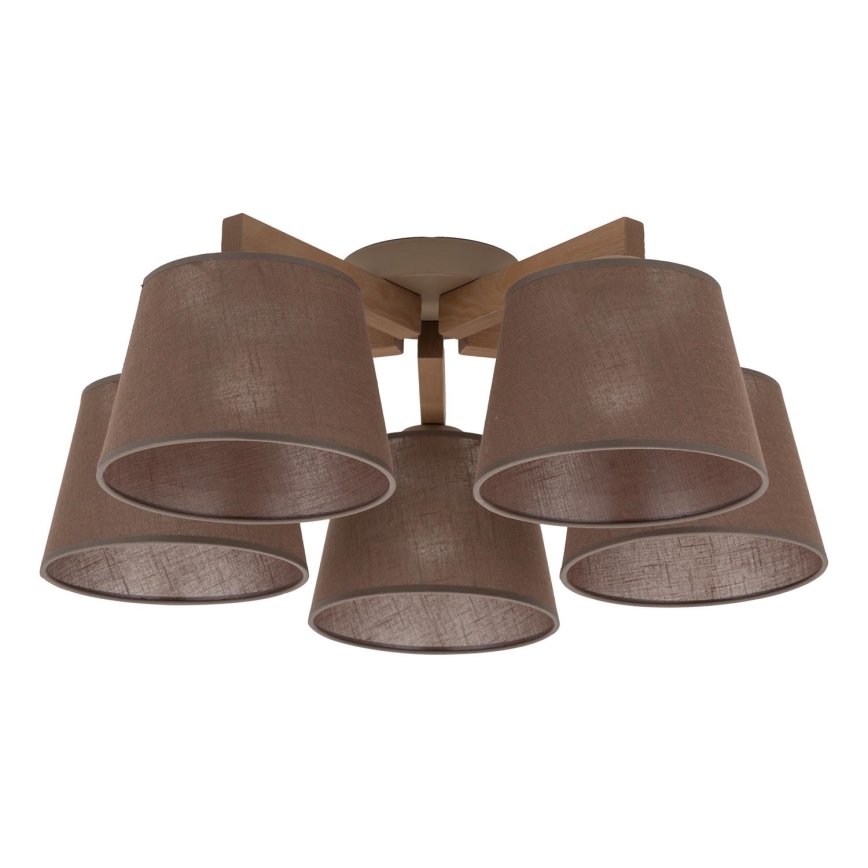 Brilagi - Přisazený lustr LATTE SABIA 5xE27/60W/230V borovice/hnědá
