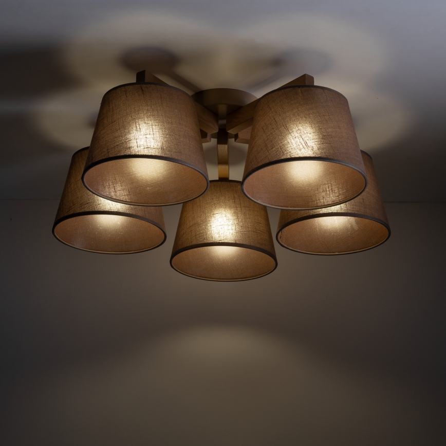 Brilagi - Přisazený lustr LATTE SABIA 5xE27/60W/230V borovice/hnědá