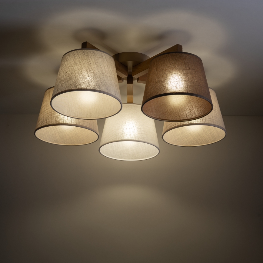 Brilagi - Přisazený lustr LATTE SABIA 5xE27/60W/230V borovice/mix