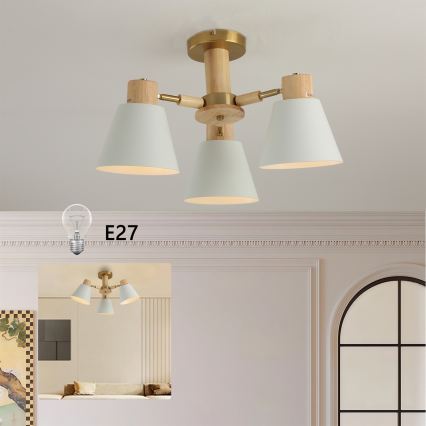 Brilagi - Přisazený lustr LUND WOOD 3xE27/40W/230V pr. 50 cm kaučukovník