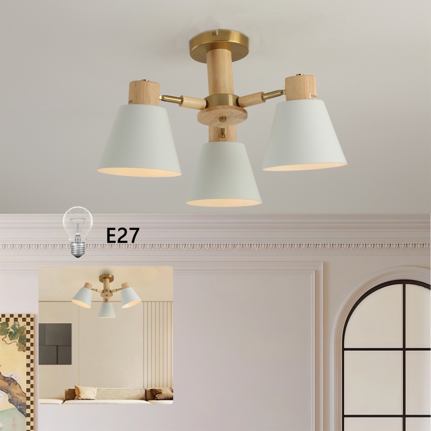 Brilagi - Přisazený lustr LUND WOOD 3xE27/40W/230V pr. 50 cm kaučukovník