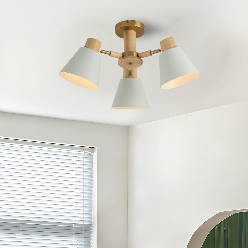 Brilagi - Přisazený lustr LUND WOOD 3xE27/40W/230V pr. 50 cm kaučukovník