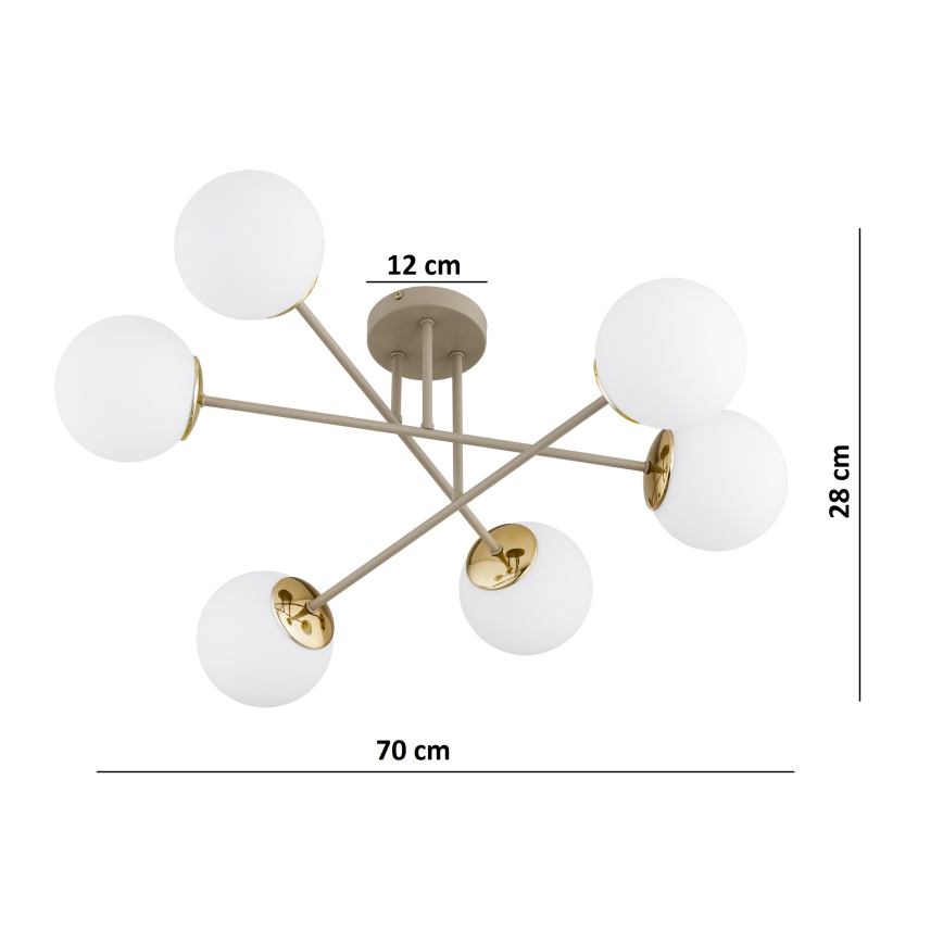 Brilagi - Přisazený lustr MILO 6xE27/60W/230V béžová/zlatá