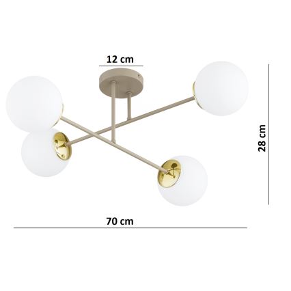 Brilagi - Přisazený lustr MILO ECRU 4xE27/60W/230V béžová/zlatá