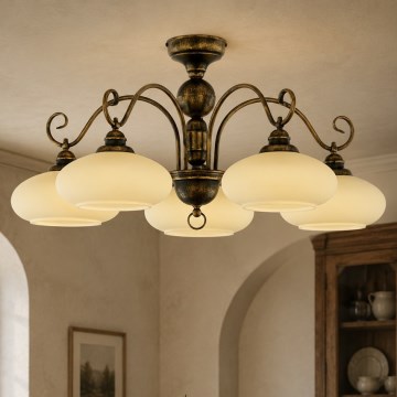 Brilagi - Přisazený lustr MOLLERO 5xE27/15W/230V pr. 84 cm bronz/patina