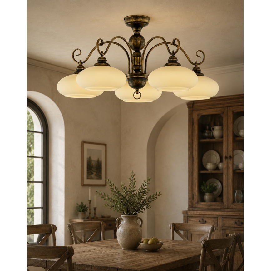 Brilagi - Přisazený lustr MOLLERO 5xE27/15W/230V pr. 84 cm bronz/patina