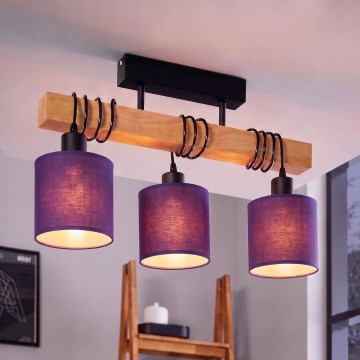 Brilagi - Přisazený lustr NUBILA 3xE27/60W/230V borovice/fialová