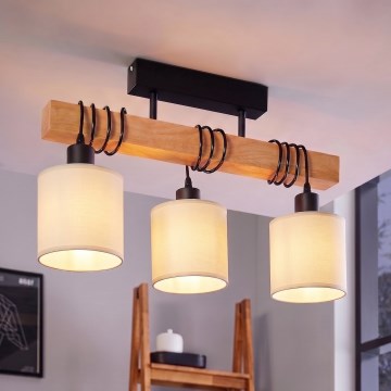 Brilagi - Přisazený lustr NUBILA 3xE27/60W/230V borovice/krémová