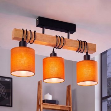 Brilagi - Přisazený lustr NUBILA 3xE27/60W/230V borovice/oranžová