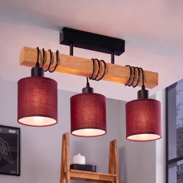 Brilagi - Přisazený lustr NUBILA 3xE27/60W/230V borovice/pompejská červená