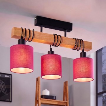 Brilagi - Přisazený lustr NUBILA 3xE27/60W/230V borovice/růžová