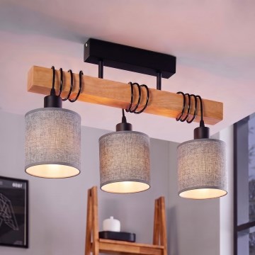 Brilagi - Přisazený lustr NUBILA 3xE27/60W/230V borovice/šedá