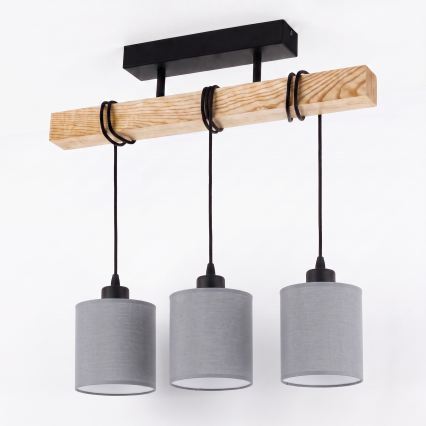 Brilagi - Přisazený lustr NUBILA 3xE27/60W/230V borovice/světle šedá