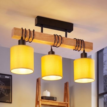 Brilagi - Přisazený lustr NUBILA 3xE27/60W/230V borovice/žlutá