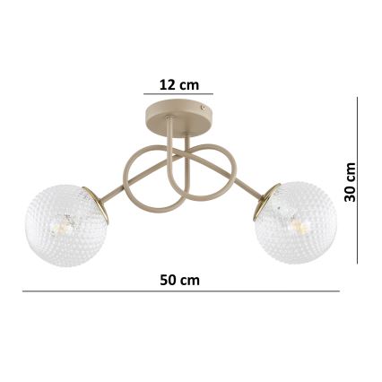 Brilagi - Přisazený lustr STELLA 2xE27/60W/230V béžová/zlatá