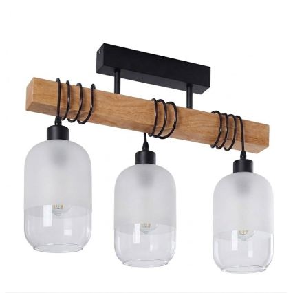Brilagi - Přisazený lustr WOOD GLASS 3xE27/60W/230V borovice/černá/bílá
