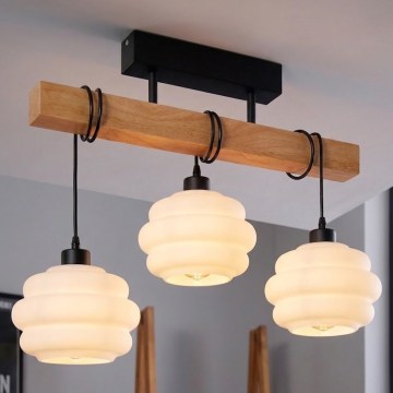 Brilagi - Přisazený lustr WOOD GLASS 3xE27/60W/230V borovice/černá/bílá