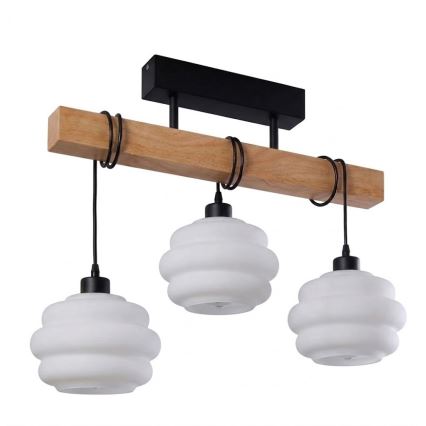 Brilagi - Přisazený lustr WOOD GLASS 3xE27/60W/230V borovice/černá/bílá