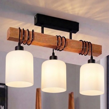 Brilagi - Přisazený lustr WOOD GLASS 3xE27/60W/230V borovice/černá/bílá