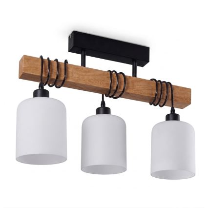 Brilagi - Přisazený lustr WOOD GLASS 3xE27/60W/230V borovice/černá/bílá