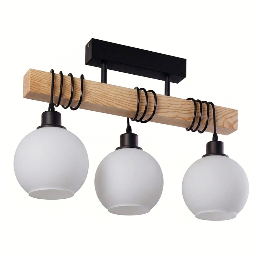 Brilagi - Přisazený lustr WOOD GLASS 3xE27/60W/230V borovice/černá/bílá