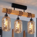 Brilagi - Přisazený lustr WOOD GLASS 3xE27/60W/230V borovice/černá/kouřová hnědá