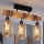 Brilagi - Přisazený lustr WOOD GLASS 3xE27/60W/230V borovice/černá/kouřová hnědá