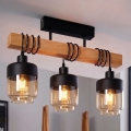 Brilagi - Přisazený lustr WOOD GLASS 3xE27/60W/230V borovice/černá/kouřová hnědá