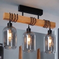 Brilagi - Přisazený lustr WOOD GLASS 3xE27/60W/230V borovice/černá/kouřová šedá