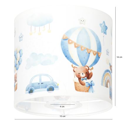 BRILAGI - Stínidlo univerzální BOBO E27 pr. 15 cm bílá/modrá/medvídci