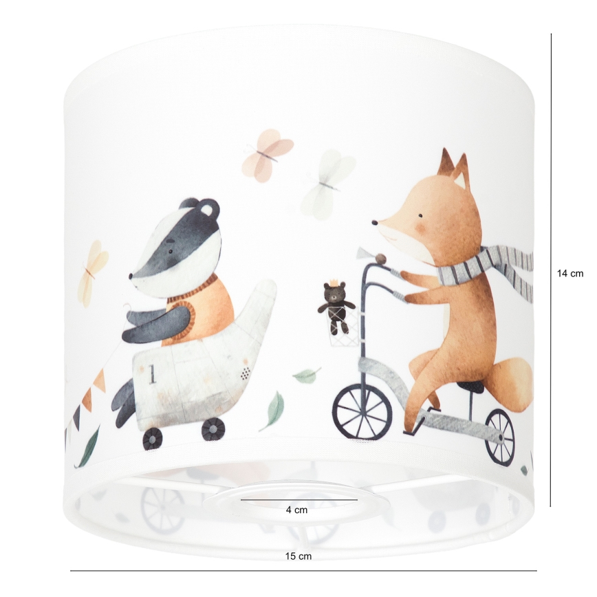 BRILAGI - Stínidlo univerzální BOBO E27 pr. 15 cm bílá/zvířátka