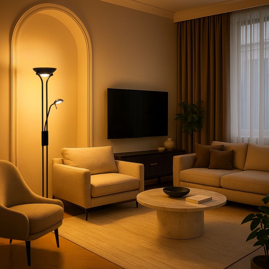 Brilagi - Stmívatelná stojací lampa SCARLETT 1xR7s/230W/230V + 1xG9/40W černá