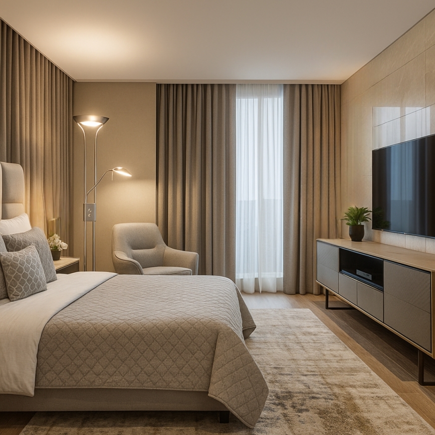 Brilagi - Stmívatelná stojací lampa SCARLETT 1xR7s/230W/230V + 1xG9/40W matný chrom