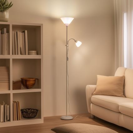 BRILAGI - Stojací lampa ARIANA 1xE27/100W/230V + 1xE14/25W bílá