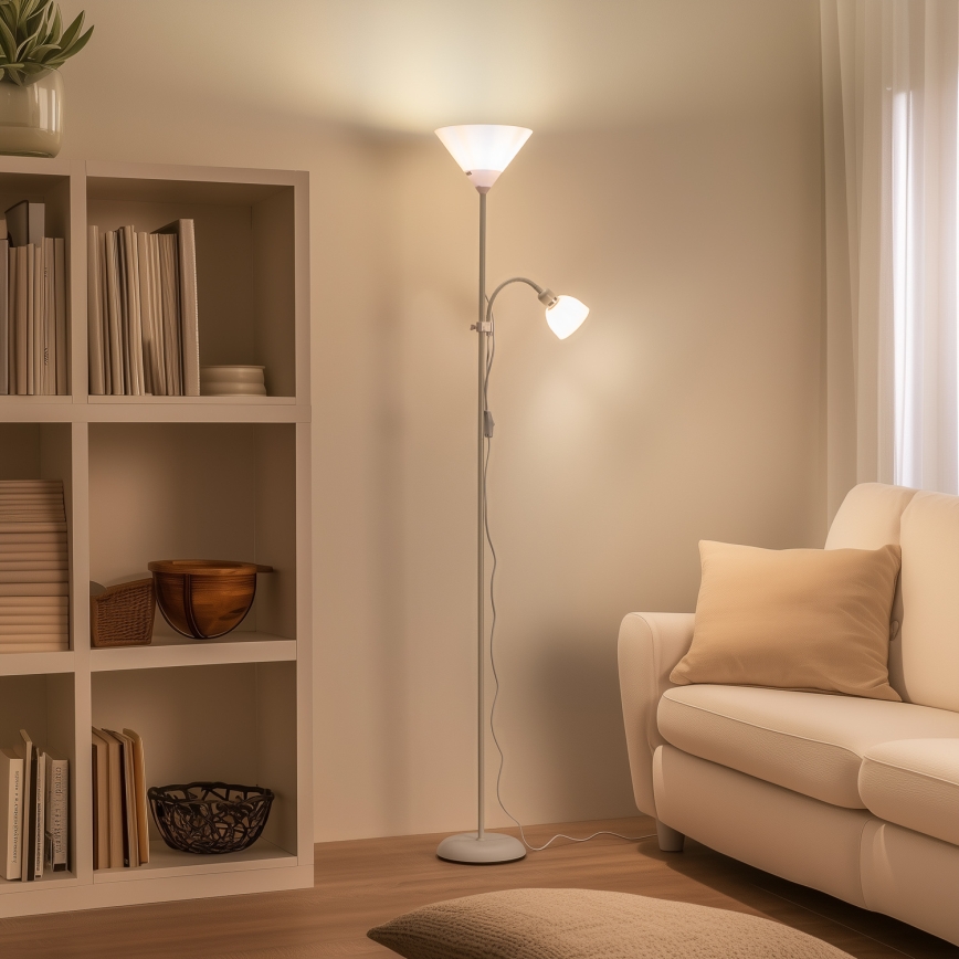 BRILAGI - Stojací lampa ARIANA 1xE27/100W/230V + 1xE14/25W bílá