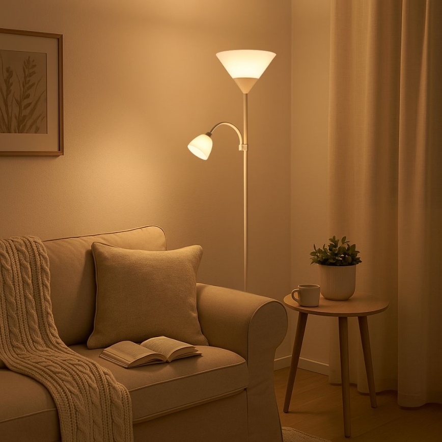 Brilagi - Stojací lampa ARIANA 1xE27/100W/230V + 1xE14/25W bílá