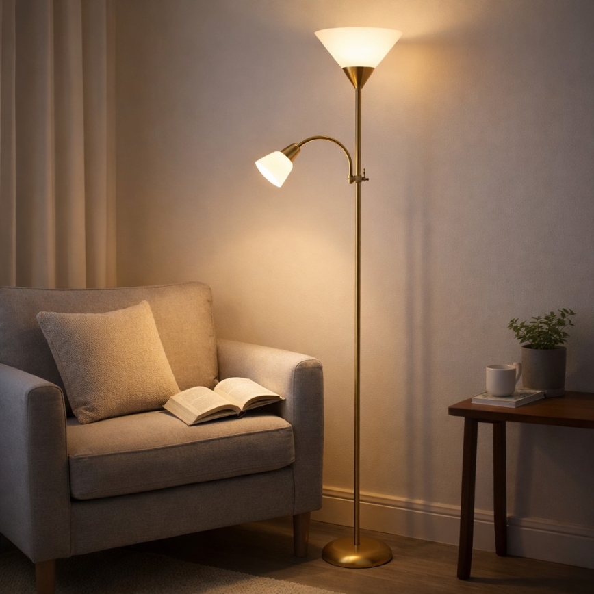 Brilagi - Stojací lampa ARIANA 1xE27/100W/230V + 1xE14/25W zlatá