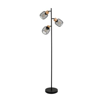 Brilagi - Stojací lampa BASKLITE 3xE27/15W/230V kaučukovník/černá