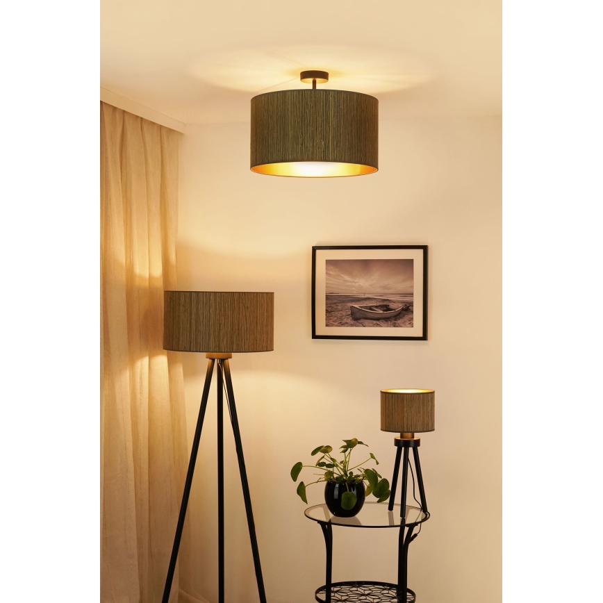 Brilagi - Stojací lampa BOSTON ROLLER 1xE27/15W/230V sláma hnědá/zlatá