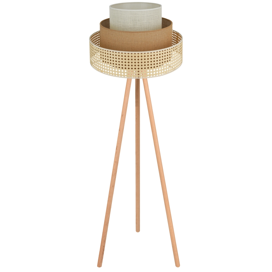 Brilagi - Stojací lampa CEDAR LUNETA 1xE27/15W/230V ratan/hnědá/krémová
