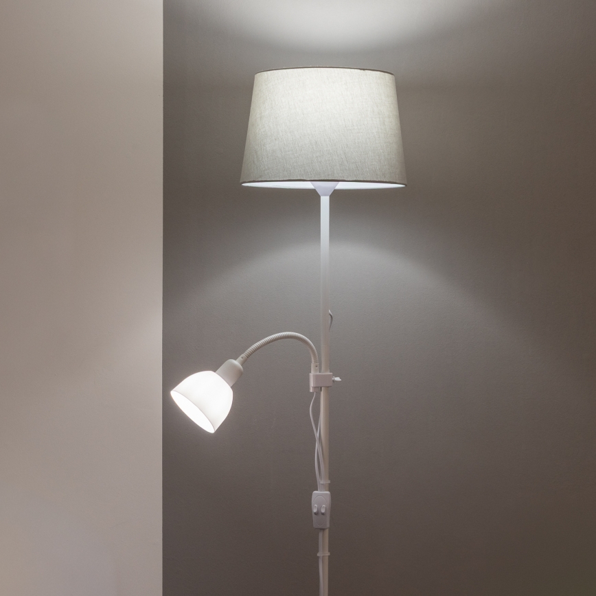 Brilagi - Stojací lampa CERIA 1xE27/100W/230V + 1xE14/25W bílá/šedá