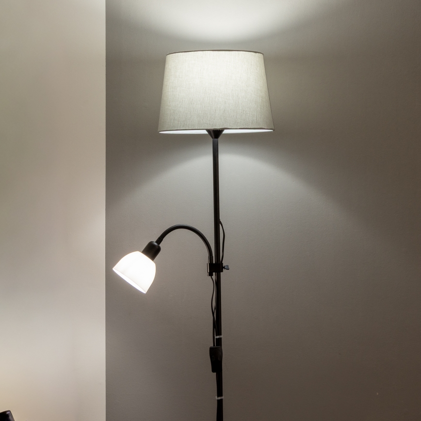 Brilagi - Stojací lampa CERIA 1xE27/100W/230V + 1xE14/25W černá/šedá
