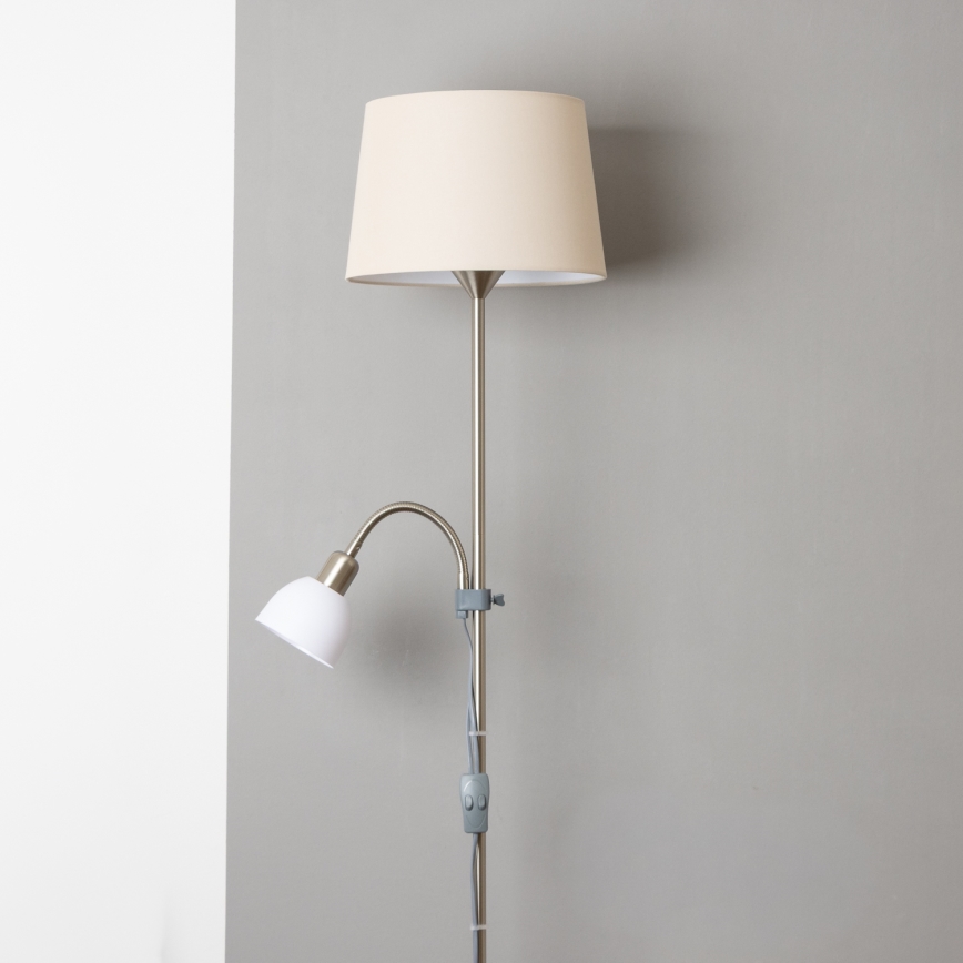 Brilagi - Stojací lampa CERIA 1xE27/100W/230V + 1xE14/25W matný chrom/béžová