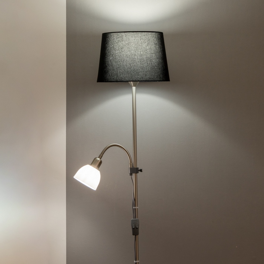 Brilagi - Stojací lampa CERIA 1xE27/100W/230V + 1xE14/25W matný chrom/černá