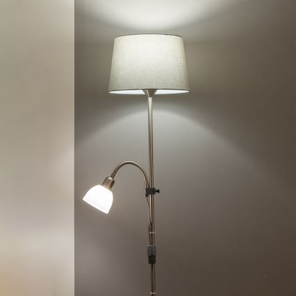 Brilagi - Stojací lampa CERIA 1xE27/100W/230V + 1xE14/25W matný chrom/šedá
